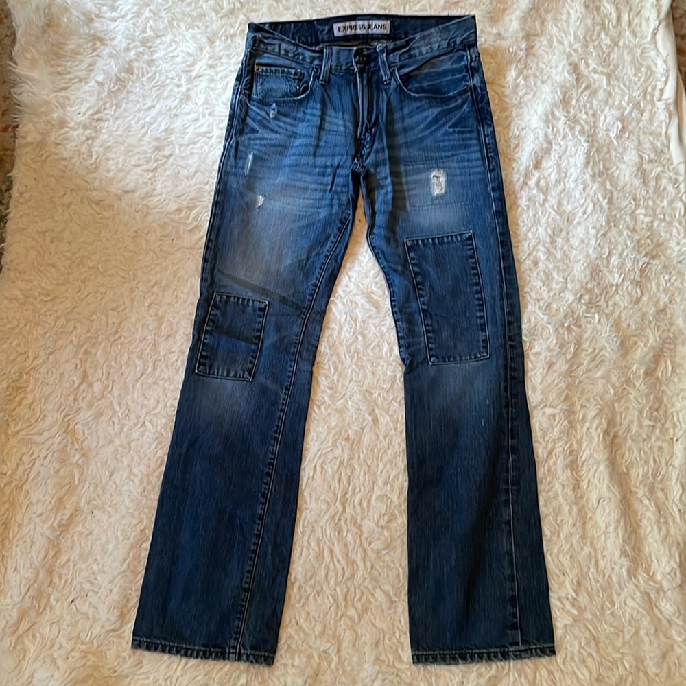 Express Men’s Slim Jeans - Dark Blue Wash